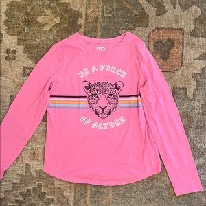SO Pink Long Sleeve Kids Shirt with Leopard Graphic